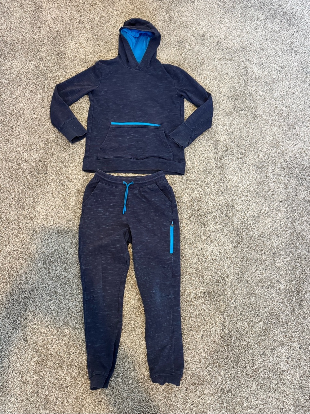 all in motion Navy Blue Hoodie & Jogger Set with Bright Blue Accents
